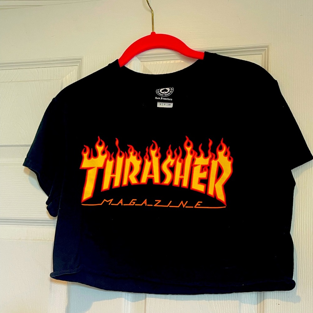 Thrasher magazine black cropped top